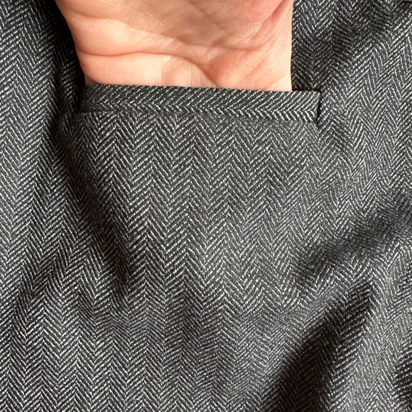 Anne Klein Gray/Black Twill Stretch WideLeg Trousers Buttons & Zip Closure Sz 10 - Picture 8 of 14